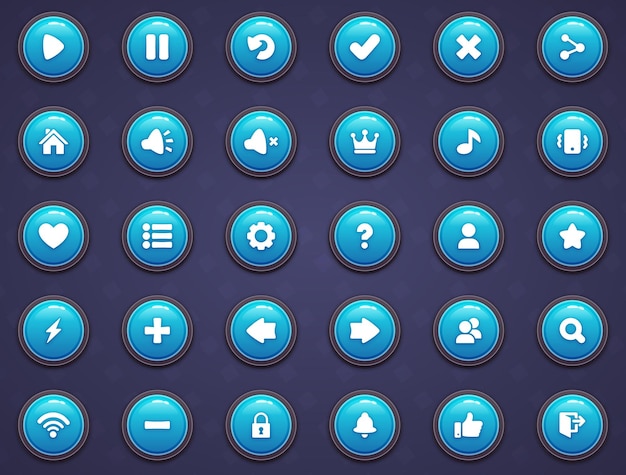 Gran conjunto de botones naranjas al estilo de dibujos animados gui para construir juegos 2d kit de botones casuales de dibuj os animados