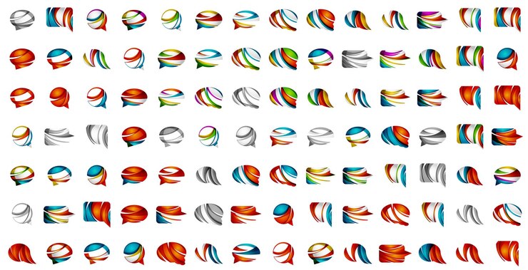 Vector gran conjunto de burbujas de voz abstractas e iconos de nube conceptos de logotipo empresarial limpio diseño geométrico moderno