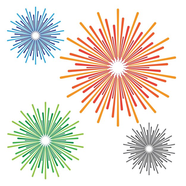 Gran conjunto de dibujos animados de vector de explosión de fuegos artificiales