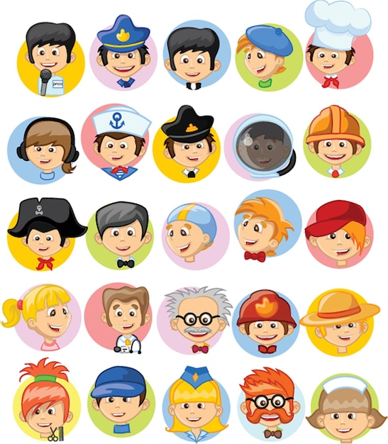 Gran conjunto de diferentes profesiones personajes de dibujos animados planos Grupo de trabajadores aislados sobre fondo blanco