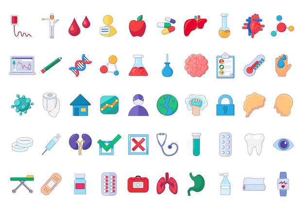 Gran conjunto de dispositivos médicos, equipos y artículos