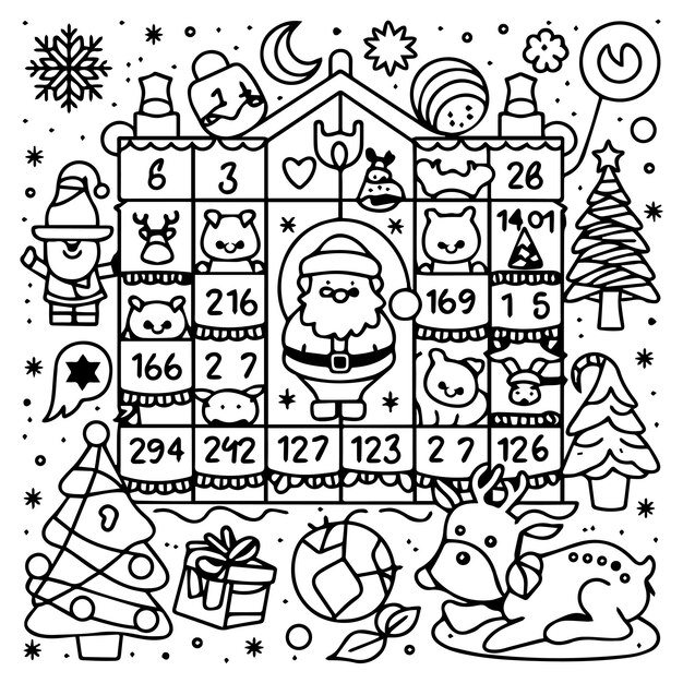 Gran conjunto de elementos de diseño navideño en estilo doodle