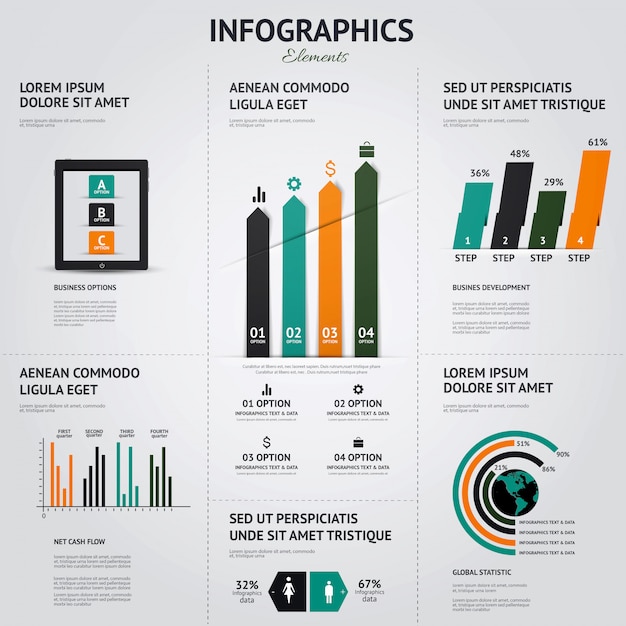 Gran conjunto de elementos de infografía. estilo plano