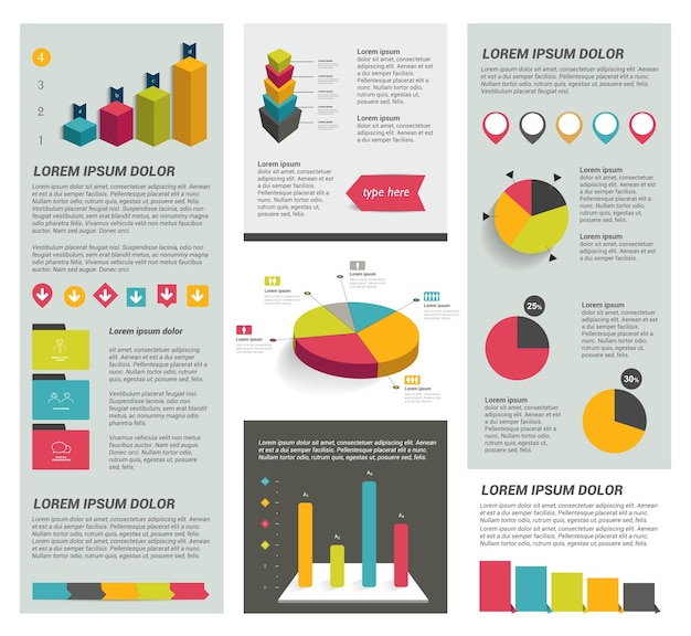 Vector gran conjunto de elementos infográficos planos.