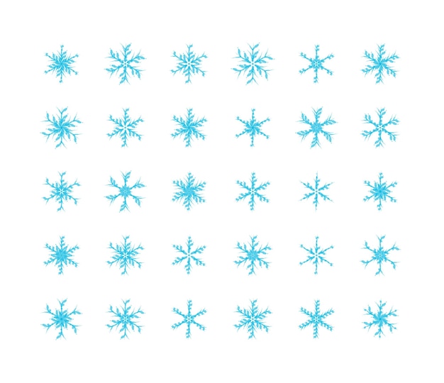 Gran conjunto de elementos vectoriales de diseño de navidad de invierno de copos de nieve