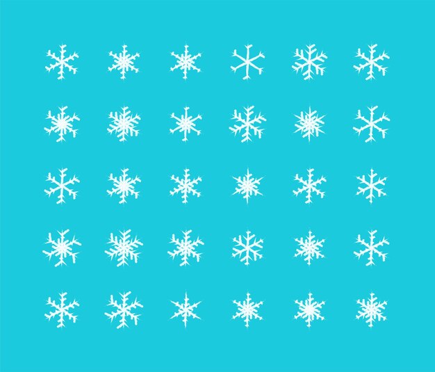 Gran conjunto de elementos vectoriales de diseño de Navidad de invierno de copos de nieve