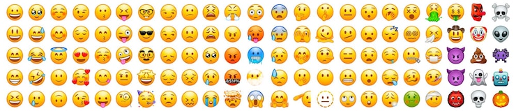 Vector gran conjunto de emoji amarillo emoticones divertidos rostros con expresiones faciales