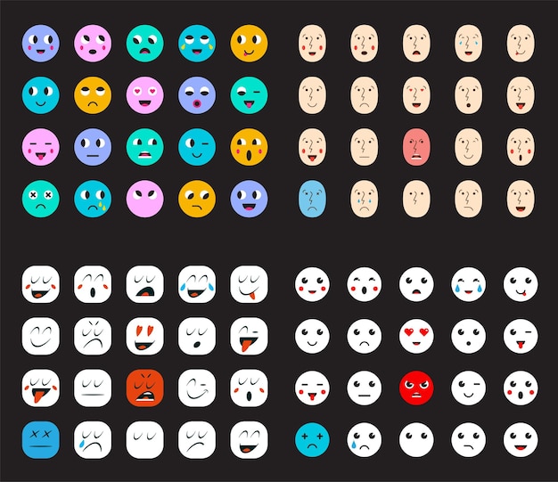Vector gran conjunto de emoticonos o emoji para dispositivos vector illustration