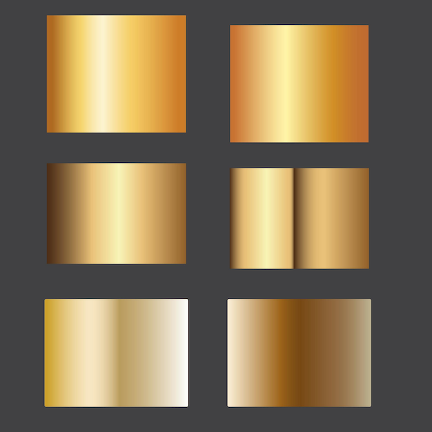 gran conjunto de gradientes de oro metálico conjunto de fondo de textura de lámina de oro bronce de cobre dorado y m