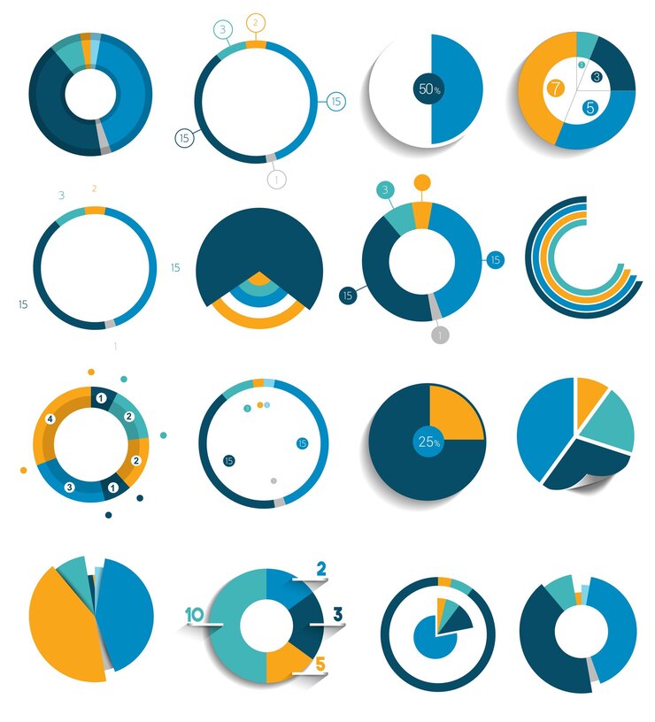 Vector gran conjunto de gráficos de círculos redondos elementos infográficos editables en color simple