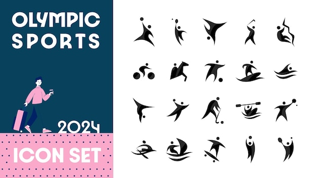 Gran conjunto de iconos vectoriales para diferentes deportes