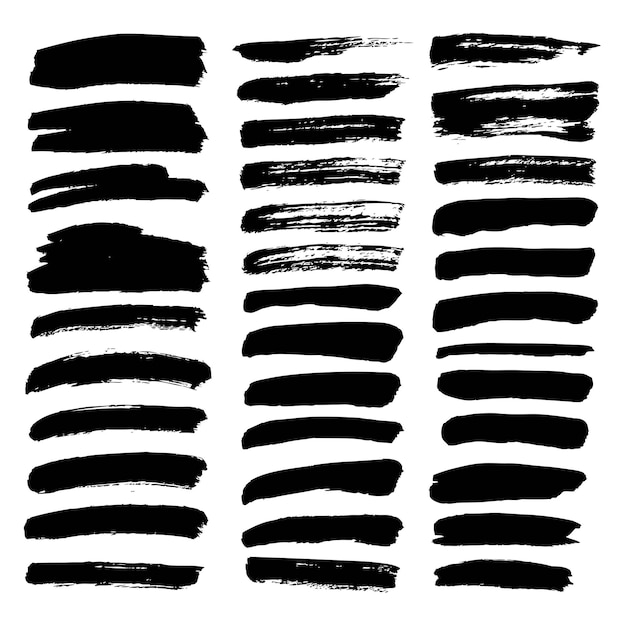 Un gran conjunto de manchas delgadas de tinta aisladas sobre un fondo blanco