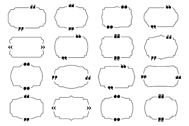 Gran conjunto de marcos de etiquetas vintage de texto de cotización en un diseño plano. cotizar colección de cuadros de texto
