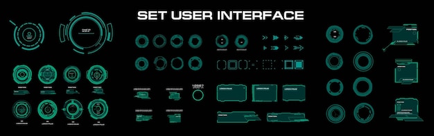 Gran conjunto de marcos y vistas para la interfaz HUD futurista Elementos de interfaz de usuario digital con marcos