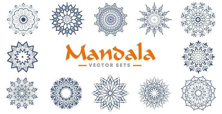 Gran conjunto de patrones de diseño de mandala