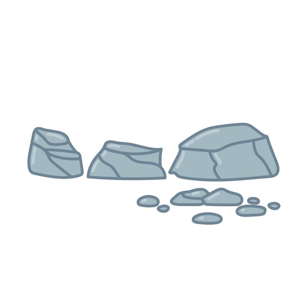 Gran conjunto de piedras agrietadas Rocas para el diseño del jardín Ilustración al estilo de dibujos animados Vector aislado