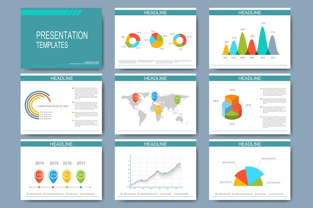 Vector gran conjunto de plantillas para diapositivas de presentación.