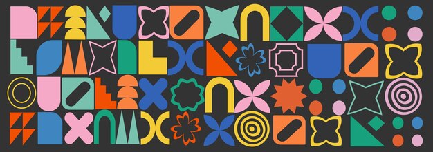Gran conjunto de plantillas diseño de forma Ilustración vectorial en colores brillantes y coloridos Diseño futurista