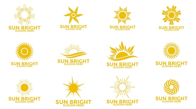 Gran conjunto de plantillas vectoriales de diseño de logotipo de Sun Símbolo de icono Ilustración Colecciones de paquetes de Sun