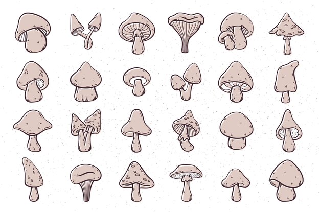 Un gran conjunto de setos dibujados a mano de dibujos animados