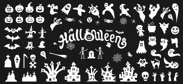 Un gran conjunto de siluetas de Halloween