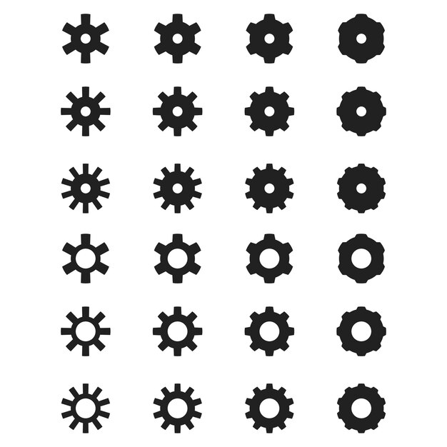 Gran conjunto de vectores de diferentes iconos de engranajes