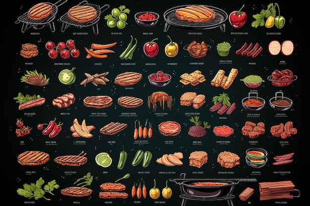 Gran conjunto de vectores de diferentes tipos de alimentos