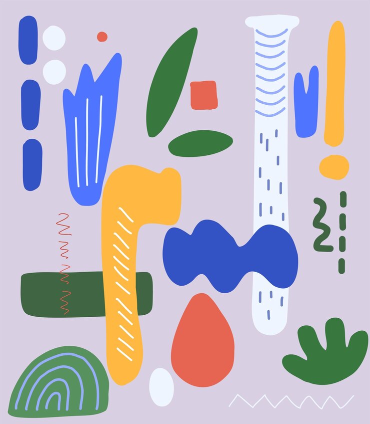 Gran conjunto de vectores de figuras y garabatos dibujados a mano Formas minimalistas Diseño moderno