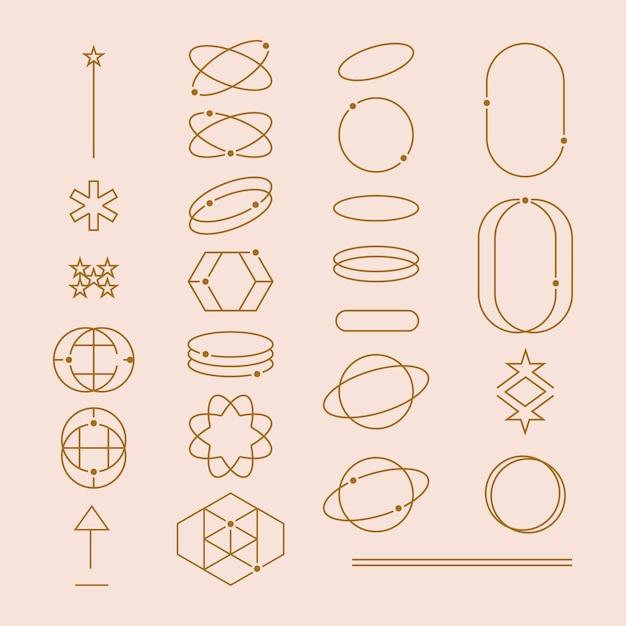 Gran conjunto vectorial de formas geométricas brutales figuras minimalistas abstractas de moda las estrellas fluyen