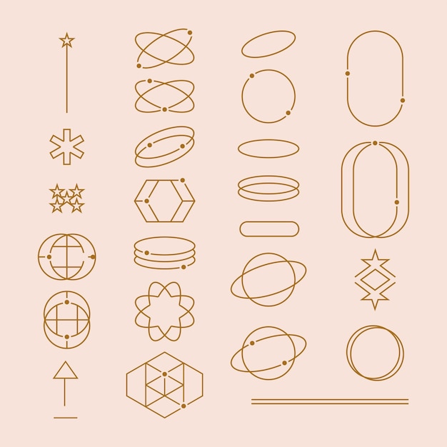 Vector gran conjunto vectorial de formas geométricas brutales figuras minimalistas abstractas de moda las estrellas fluyen