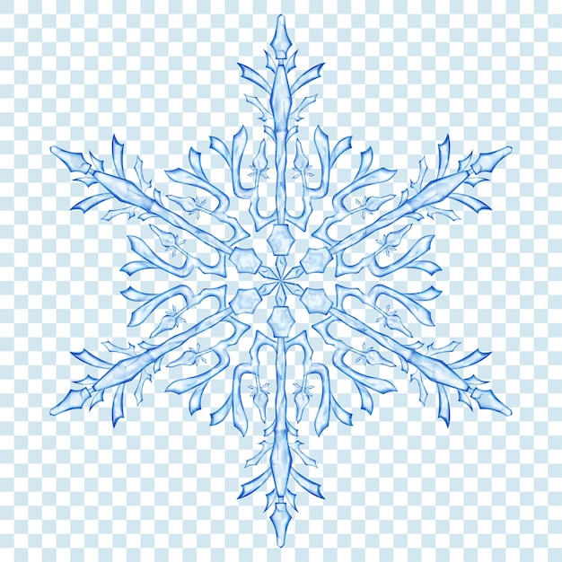 Gran copo de nieve de navidad translúcido en colores azules sobre fondo transparente. transparencia solo en formato vectorial