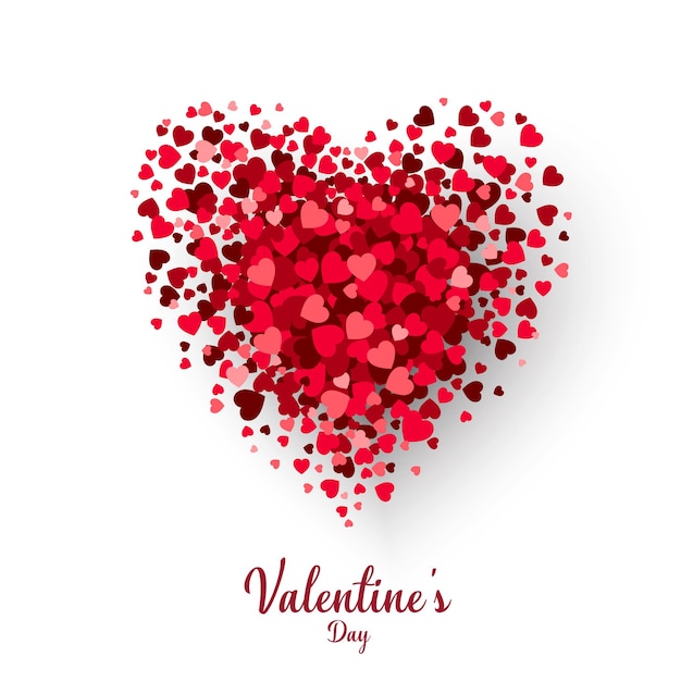Un gran corazón hecho de muchos corazones rojos pequeños fondo del Día de San Valentín diseño de ilustración vectorial para tarjetas de felicitación cartel de pancarta y plantilla