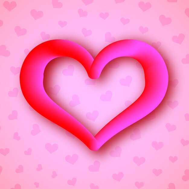 Gran corazón rojo sobre un fondo rosa con pequeños corazones Símbolo de amor Ilustración vectorial