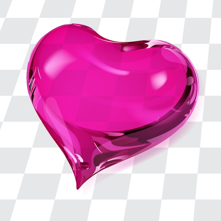 Vector gran corazón transparente en colores rosas.