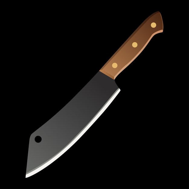 cuchillo carnicero estilo plano con mango negro. cuchillo de