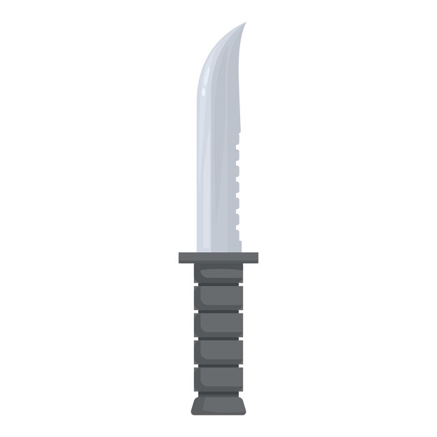Gran cuchillo de caza afilado con la hoja dentada apuntando hacia arriba