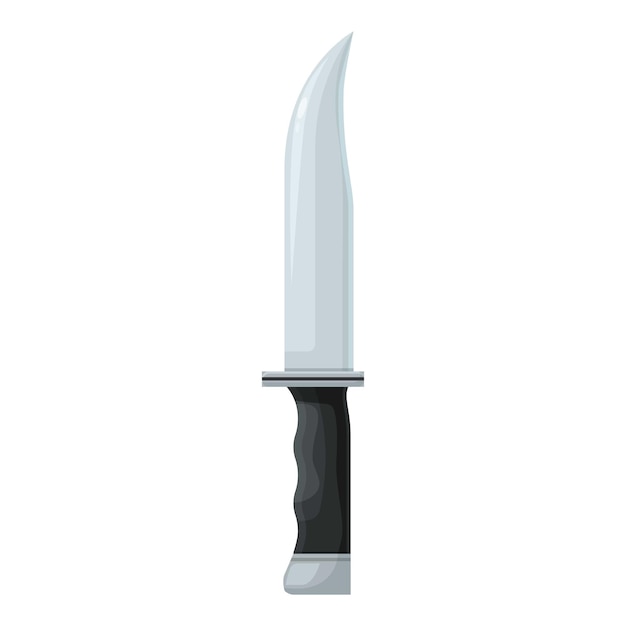 Gran cuchillo de caza afilado con mango negro apuntando hacia arriba