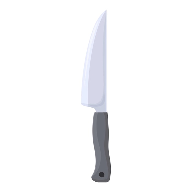 Gran cuchillo de cocina afilado apuntando hacia arriba con mango negro