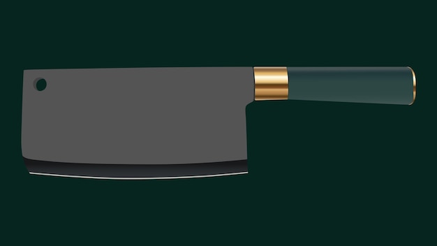 Gran cuchillo de cuchilla afilado aislado sobre fondo blanco, ilustración vectorial, cuchillos de chef, cubiertos ic
