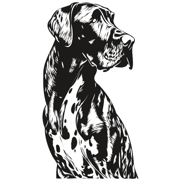 Gran danés perro logo dibujado a mano línea arte vector dibujo blanco y negro mascotas ilustración