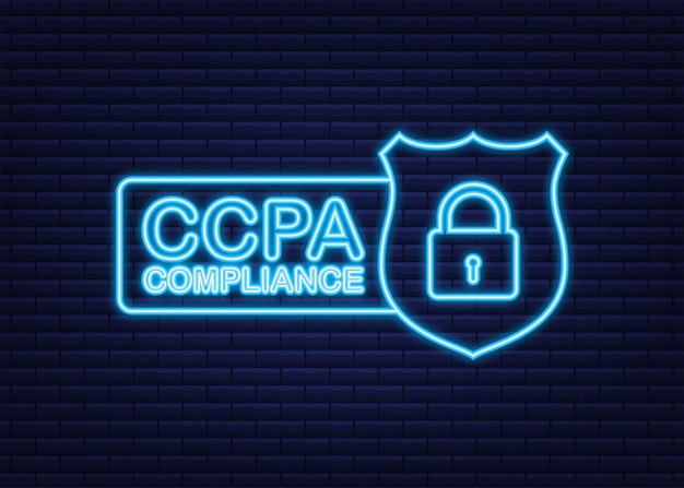 Gran diseño de CCPA para cualquier propósito Icono de neón de vector de seguridad Información del sitio web