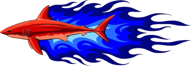 Gran diseño de ilustración vectorial de tiburón blanco sobre fondo blanco.