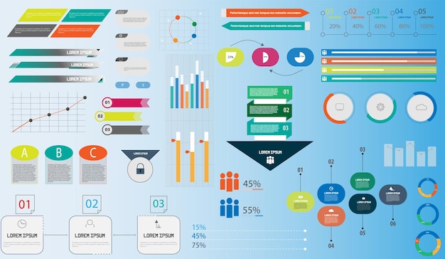 Gran diseño de panel para cualquier propósito de sitio Plantilla de infografía empresarial Concepto de Big Data