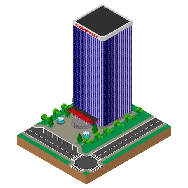 Gran edificio de oficinas. rascacielos. isométrica.