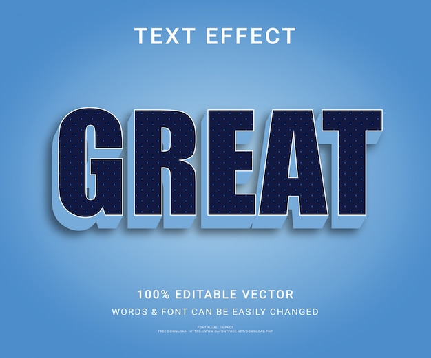 Vector gran efecto de tipo de texto de fuente editable completo