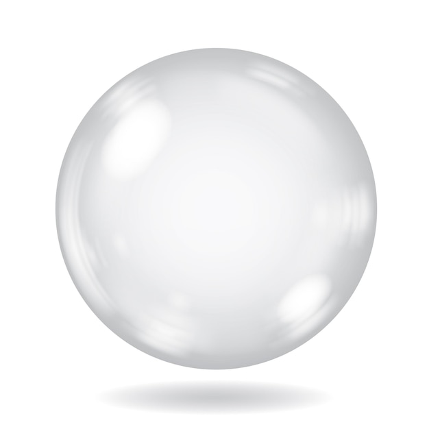 Gran esfera opaca blanca con reflejos y sombras sobre fondo blanco.