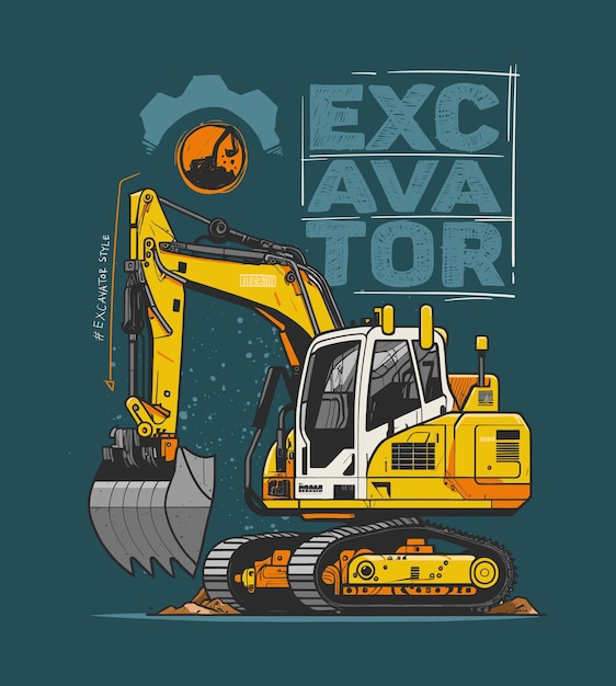 Vector gran excavadora amarilla diseño vectorial equipo de construcción equipo pesado