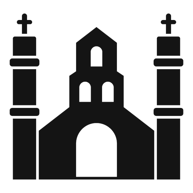 Gran fachada del edificio de la iglesia con dos torres icono