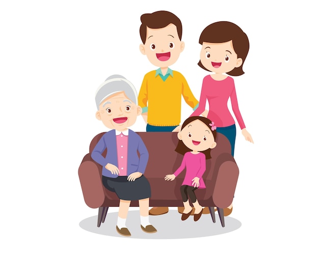 Gran familia feliz multigeneracional hermanos y parientes retrato