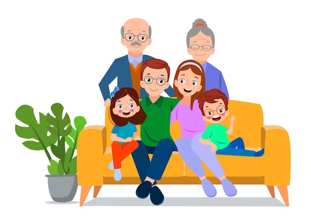 Gran familia juntos ilustración vectorial